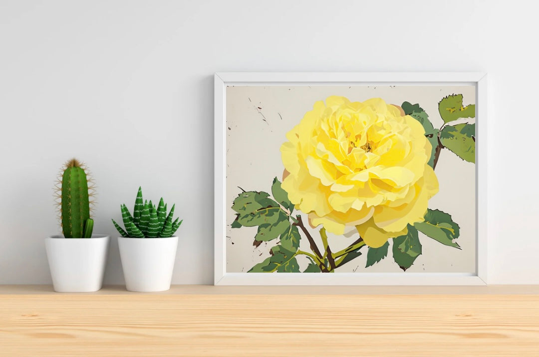 Yellow Rose Neutral Background Landscape Print