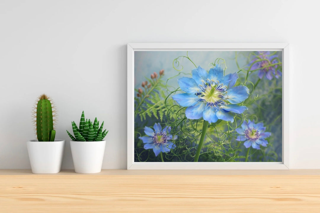 Blue Floral Landscape Print