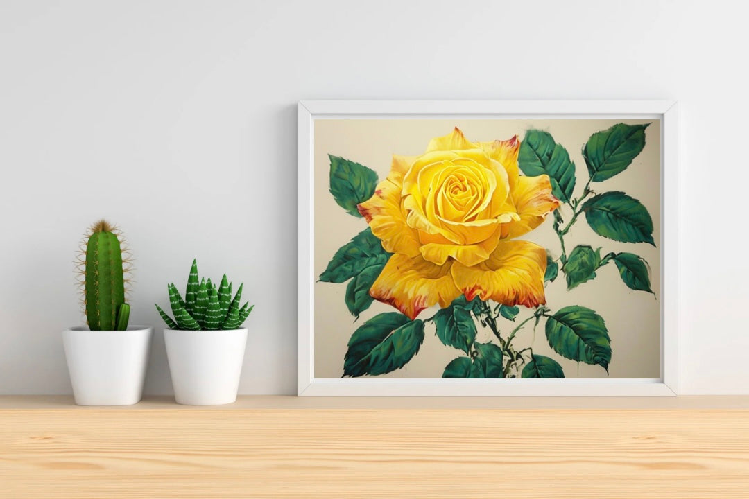 Yellow Rose Neutral Background Landscape Print