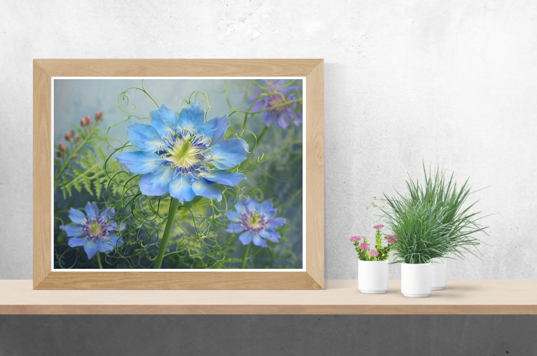 Blue Floral Landscape Print