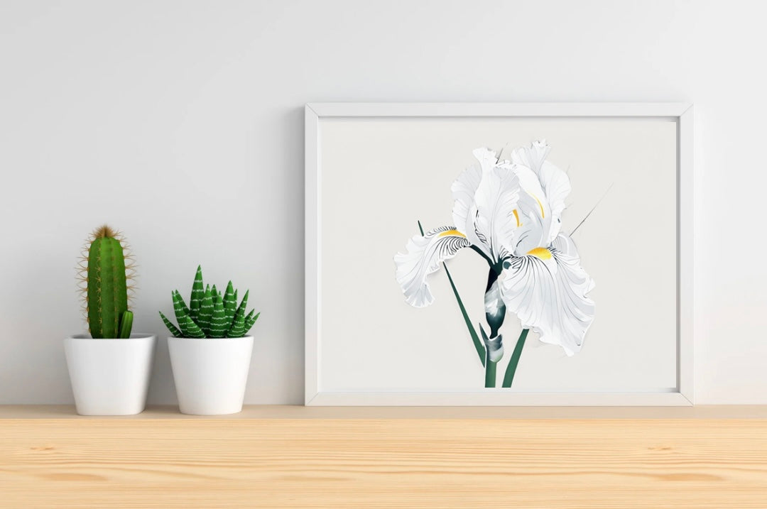 White Iris Neutral Background Landscape Print