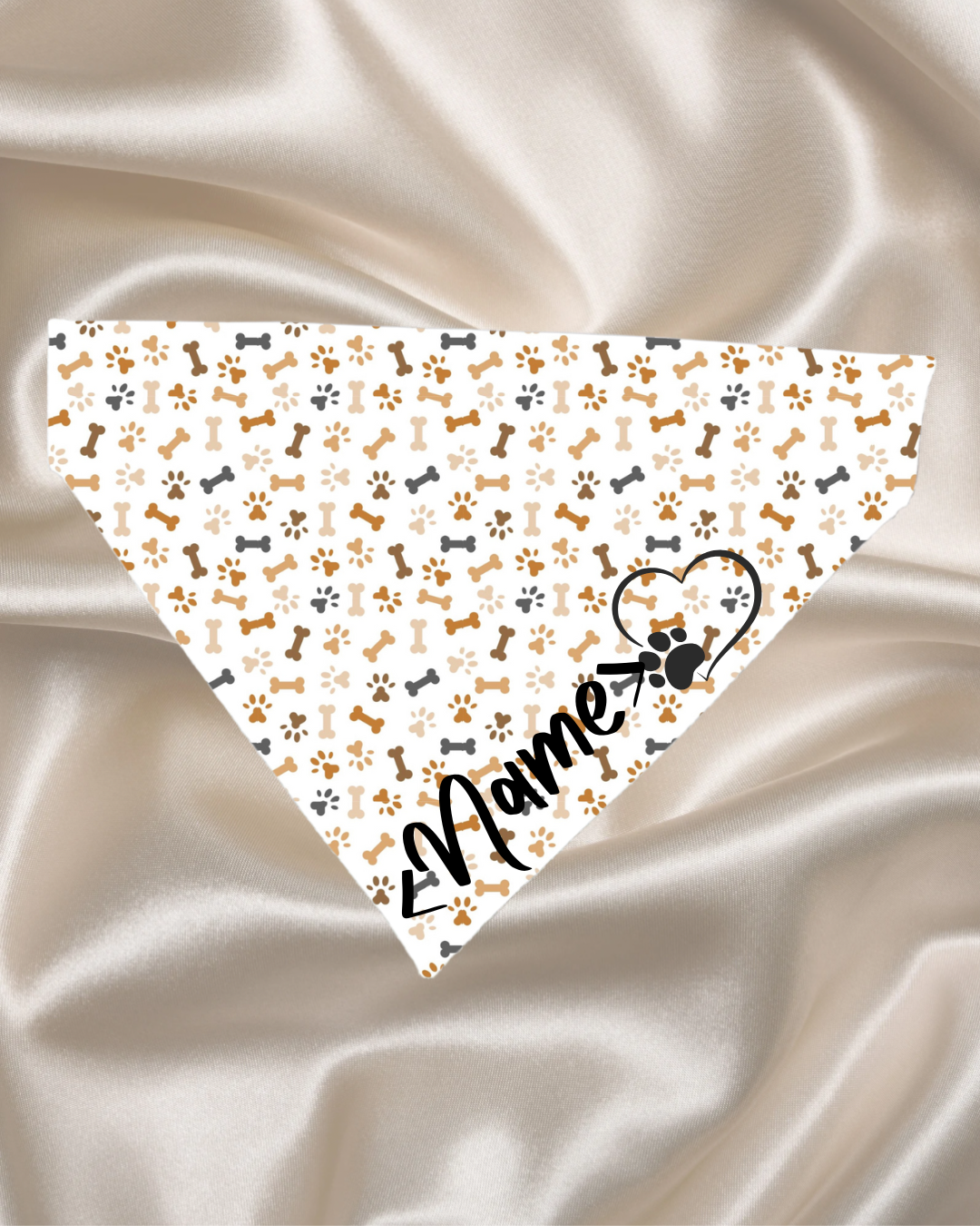 Personalised Beige Paw & Bone Bandana