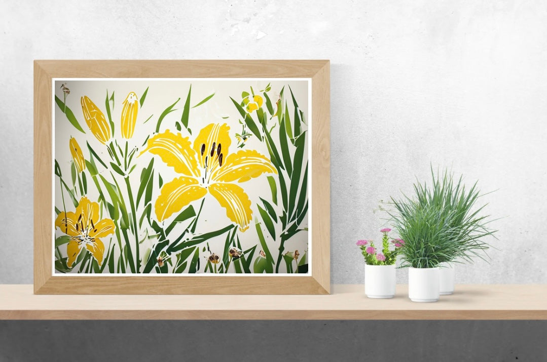 Yellow Lily Neutral Background Landscape Print