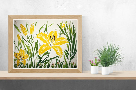 Yellow Lily Neutral Background Landscape Print