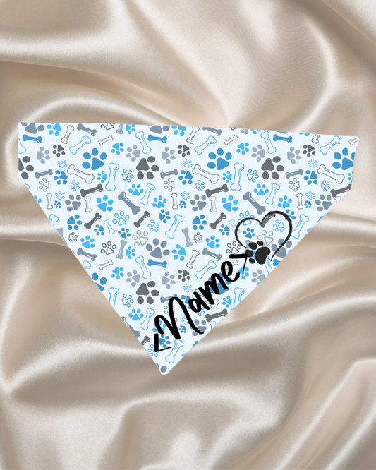 Personalised Blue Paw & Bone Bandana