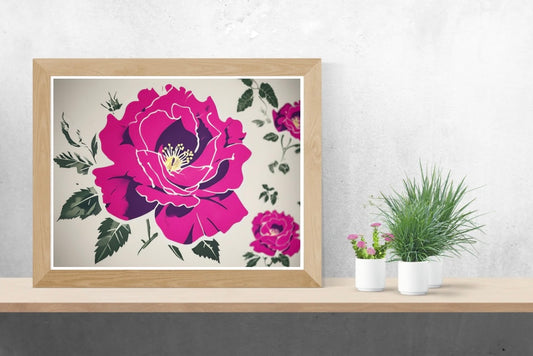 Peony Neutral Background Landscape Print