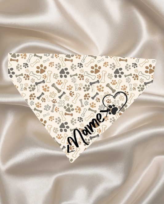 Personalised Beige Bandana Paw & Bone