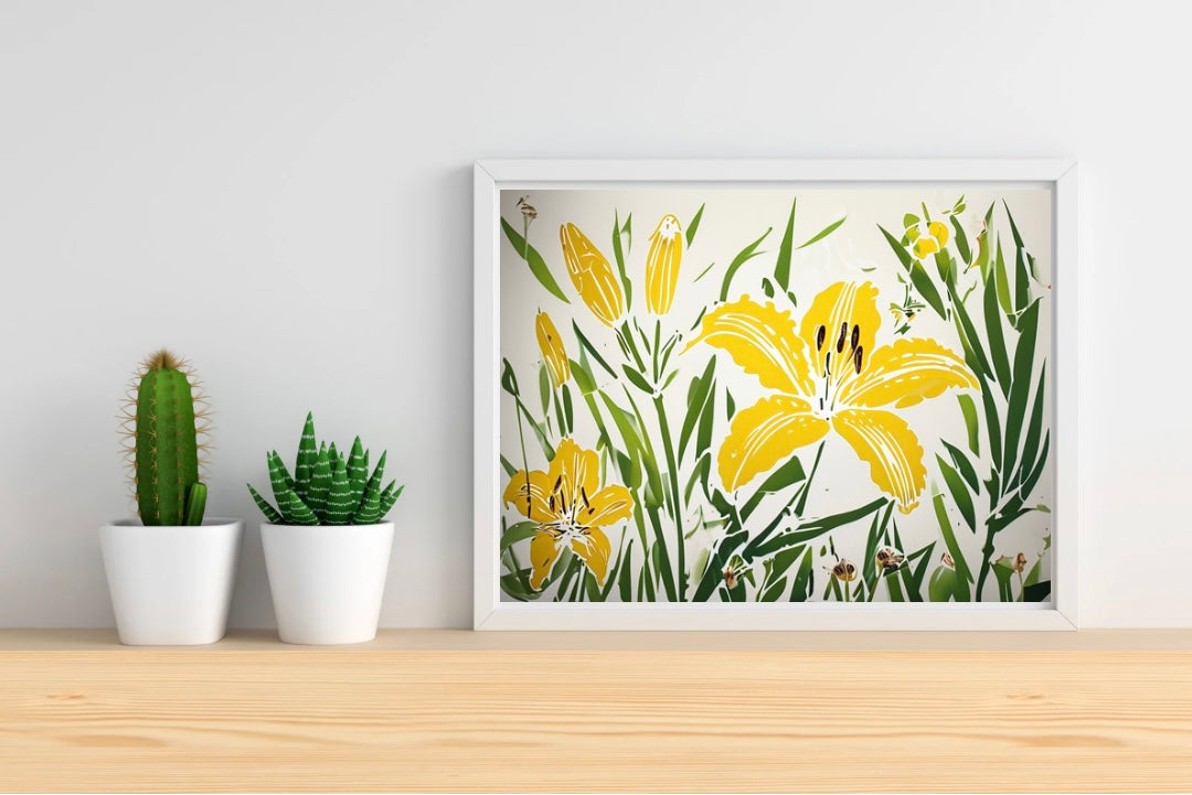 Yellow Lily Neutral Background Landscape Print