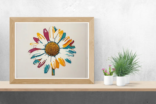 Daisy Neutral Background Landscape Print