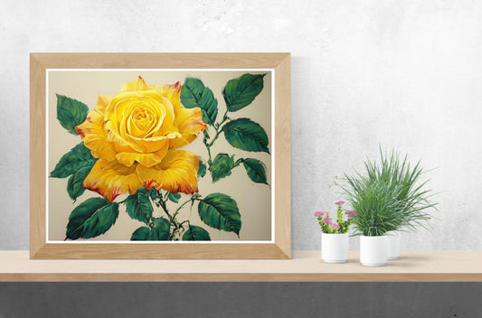 Yellow Rose Neutral Background Landscape Print