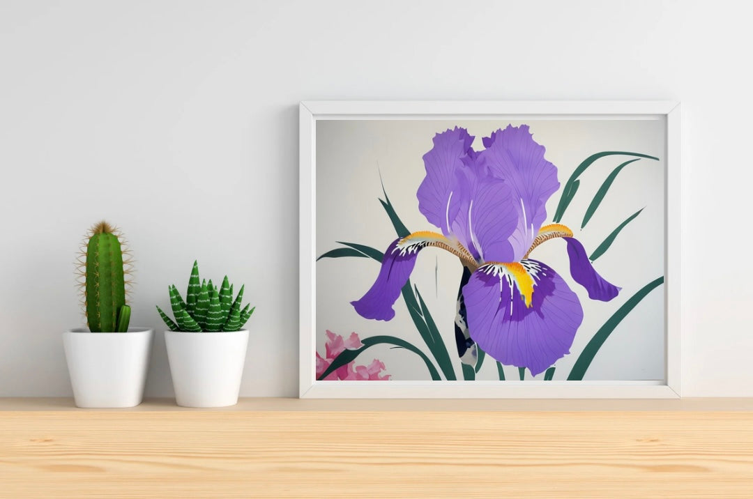 Purple Iris Neutral Background Landscape Print