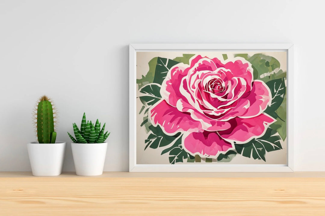 Pink Rose Neutral Background Landscape Print
