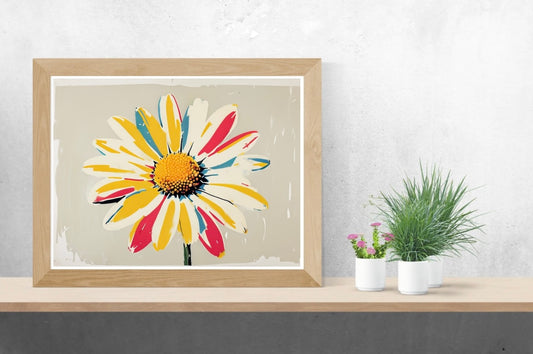Daisy Neutral Background Landscape Print