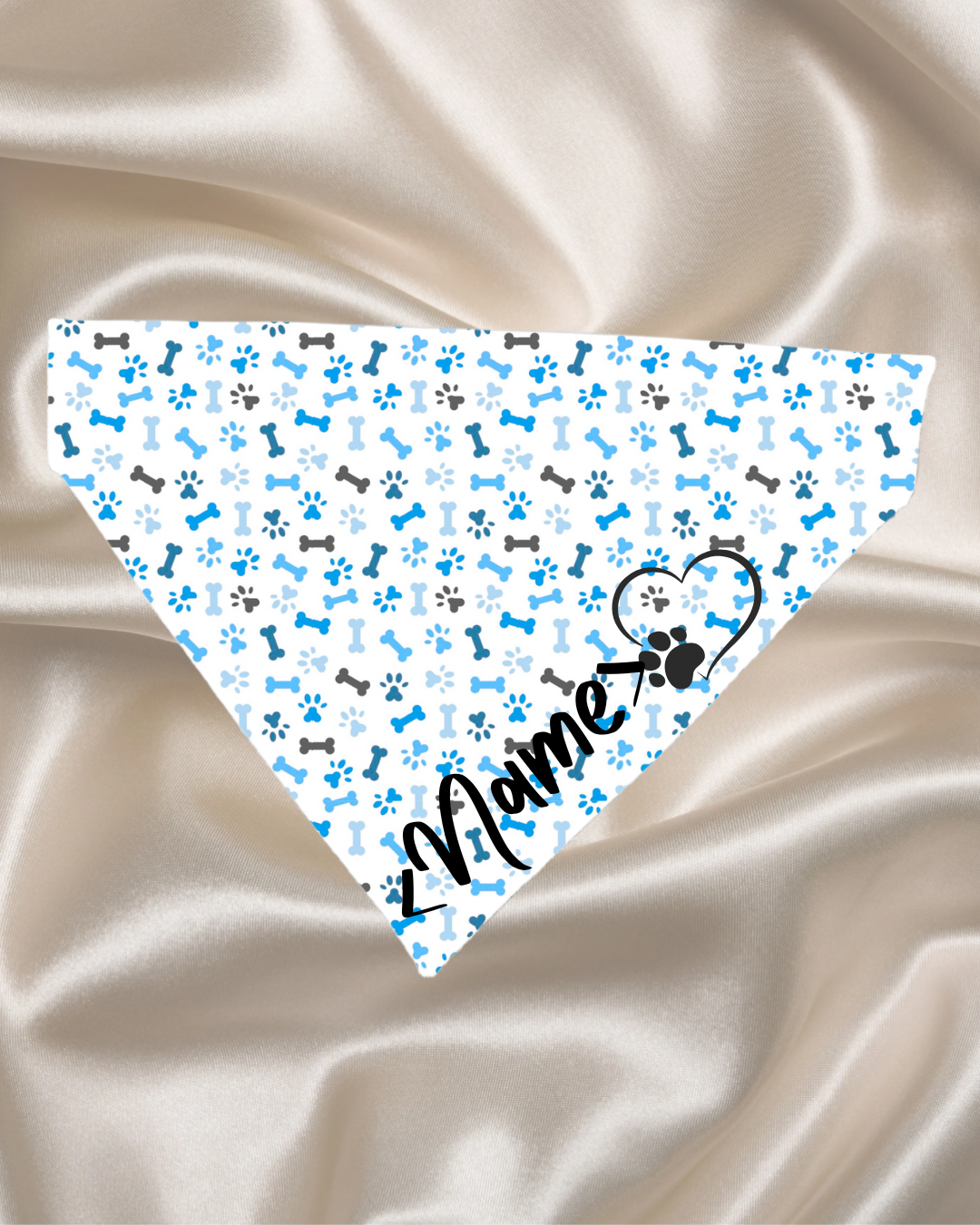 Personalised Blue Paw & Bone Bandana