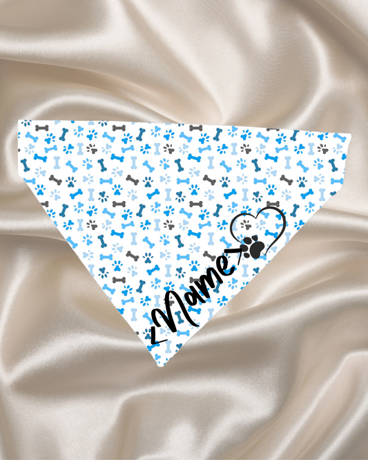 Personalised Blue Paw & Bone Bandana
