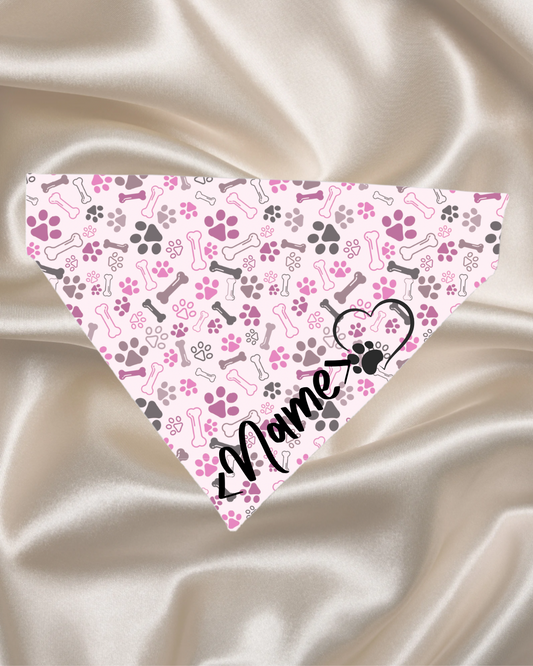 Personalised Pink Paw & Bone Bandana