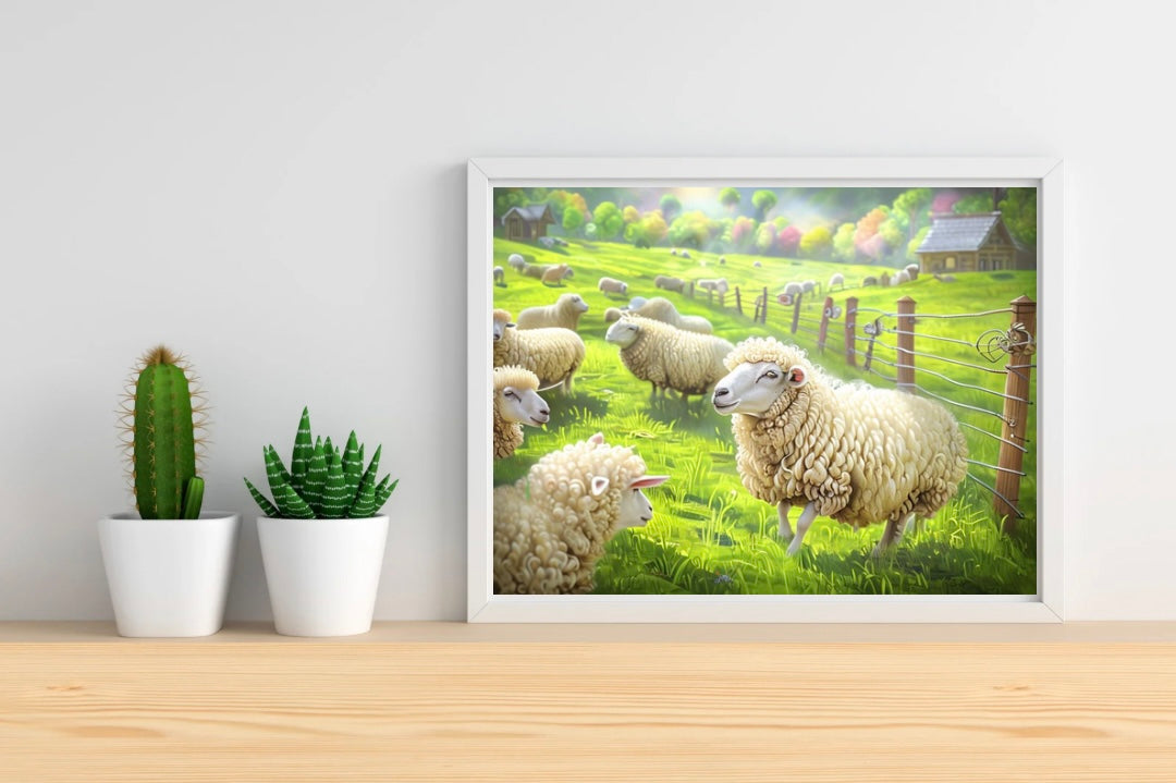Sheep Landscape Print