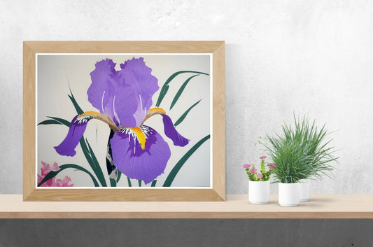 Purple Iris Neutral Background Landscape Print