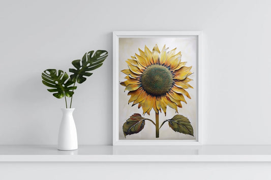 Sunflower Neutral Background Portrait Print