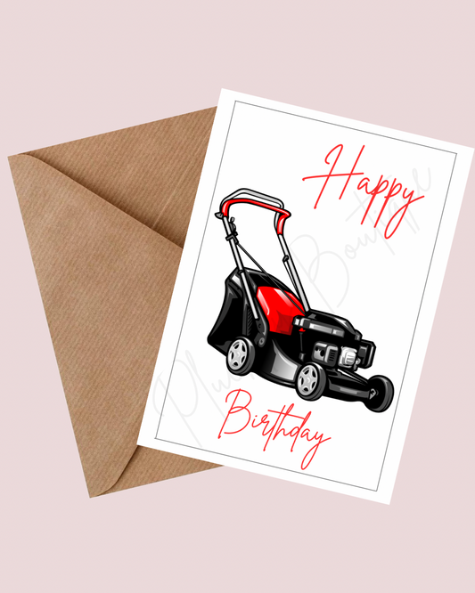Lawn Mower Happy Birthday Card