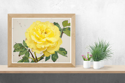 Yellow Rose Neutral Background Landscape Print