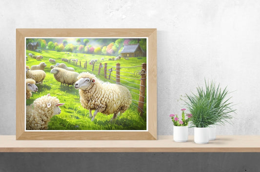 Sheep Landscape Print