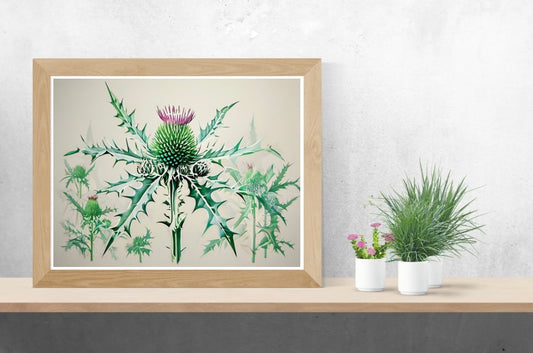 Thistle Neutral Background Landscape Print