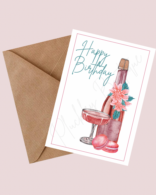 Champagne Happy Birthday Card