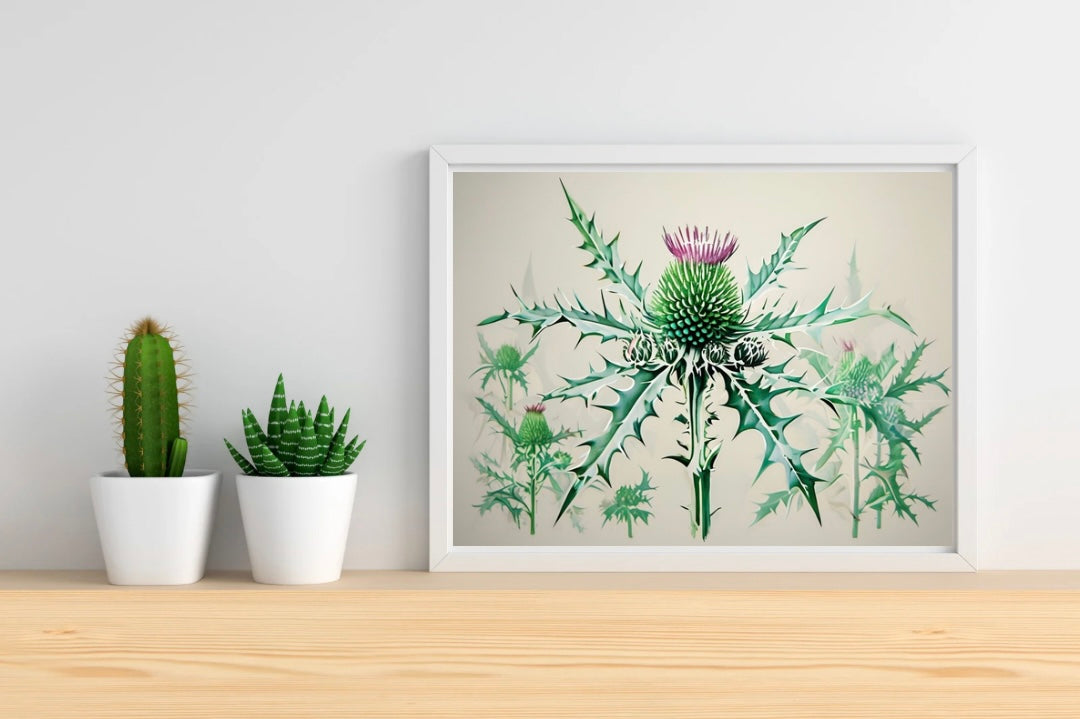 Thistle Neutral Background Landscape Print