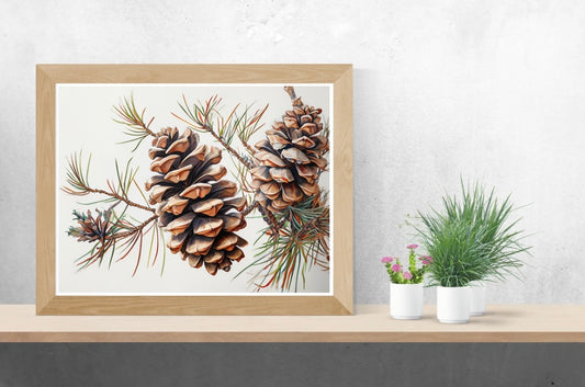 Conifer Cone Neutral Background Landscape Print