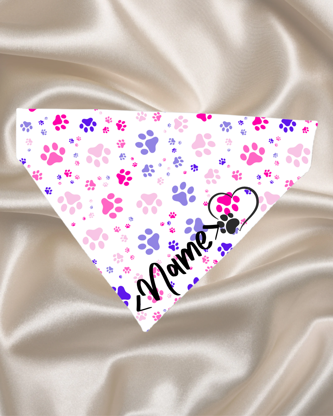 Personalised Pink & Purple Paw Bandana
