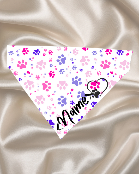 Personalised Pink & Purple Paw Bandana