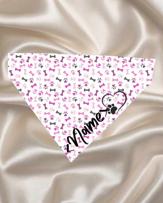 Personalised Pink Paw & Bone Bandana