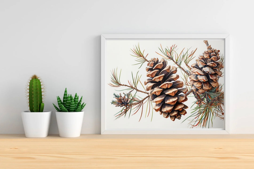 Conifer Cone Neutral Background Landscape Print