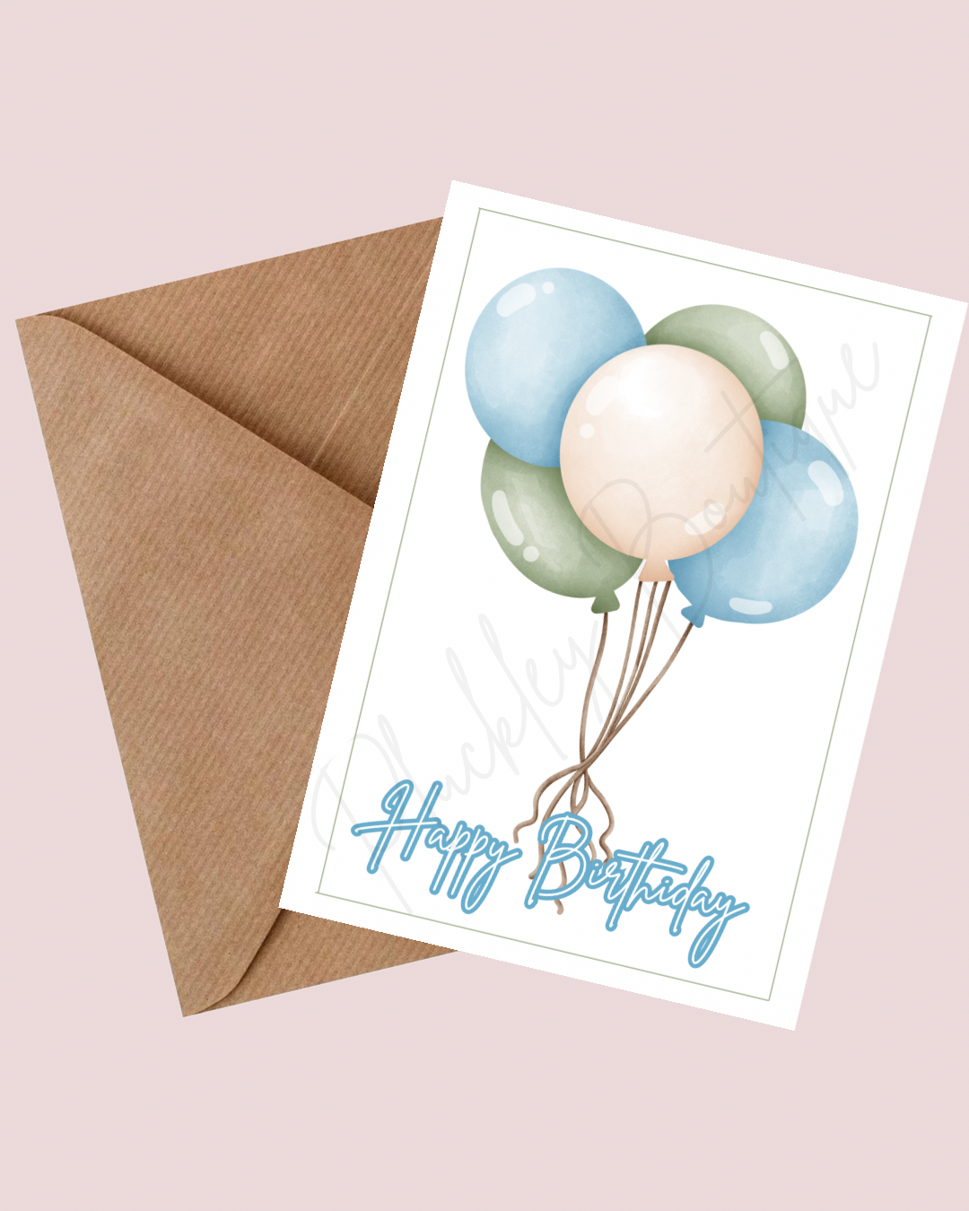 Blue Balloon Happy Birthday Card