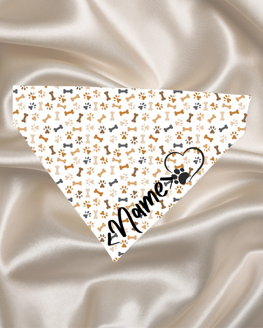 Personalised Beige Paw & Bone Bandana