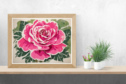Pink Rose Neutral Background Landscape Print