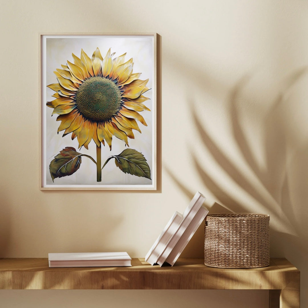 Sunflower Neutral Background Portrait Print