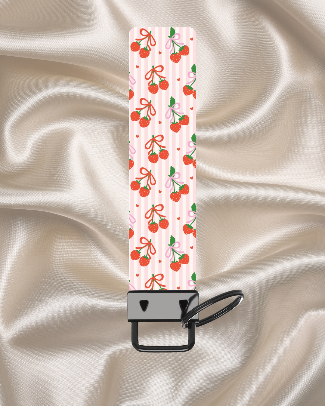 Cherry Stripe Wristlet