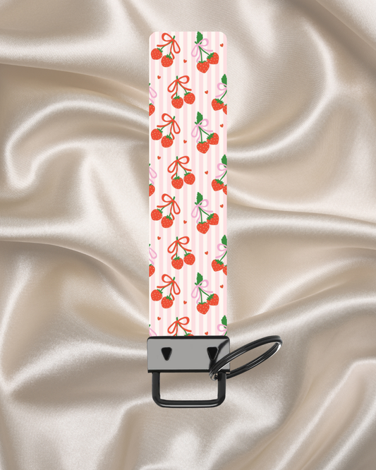 Cherry Stripe Wristlet